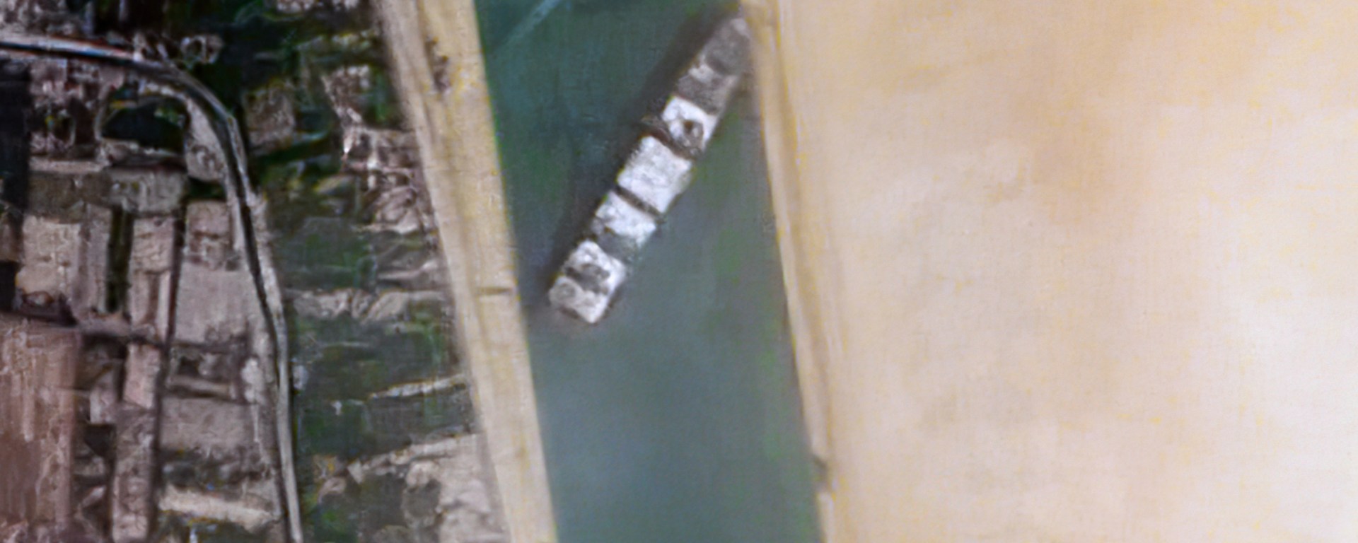 A giant ship blocks the Suez Canal
